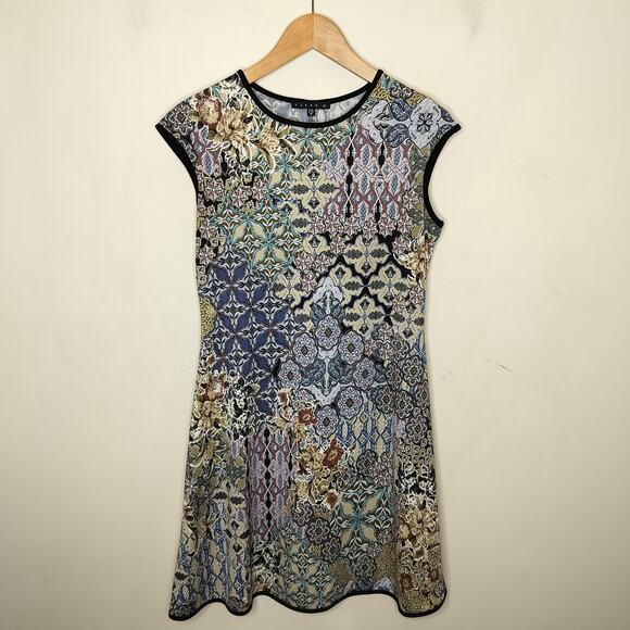 Tiana B Floral Dress Cap Sleeve Stretch Jersey Pullover - Picture 1 of 9